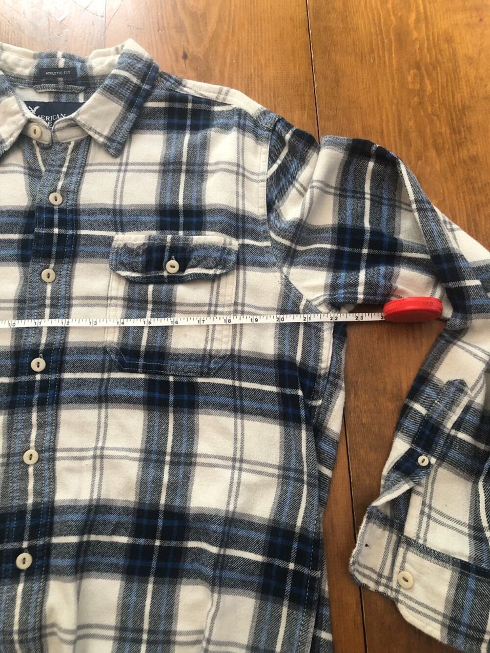 American Eagle Outfitters Mens L Athletic Fit Flannel Shirt Plaid Button Down - Picture 5 of 6